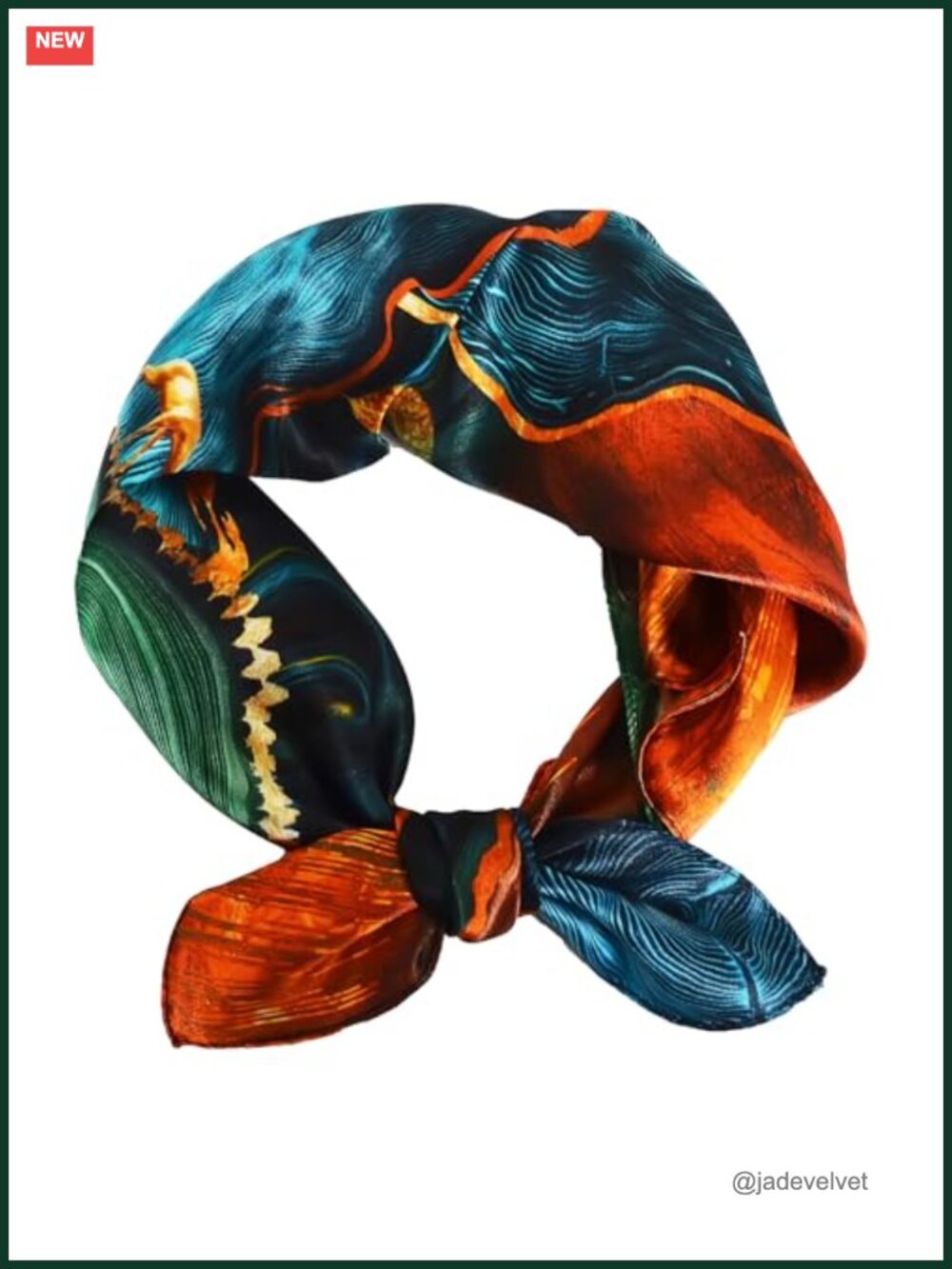 100% Mulberry Silk Scarf 21" Square Floral Neckerchief